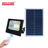 ALLTOP 0837B100-01 100W solar floodlight — front view with panel and remote
