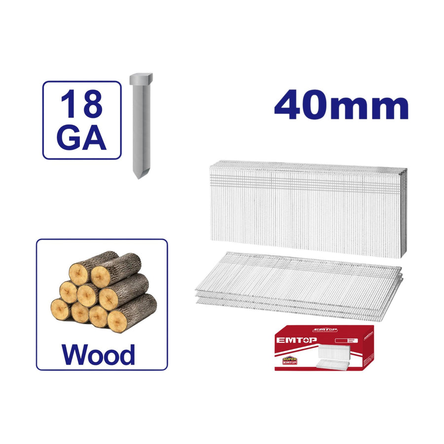 EMTOP Brad Nails 40mm for Air Nailers ENAL18401