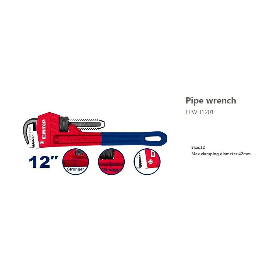 EMTOP Pipe Wrench 12in to 48in Ductile Cast Iron - 12"