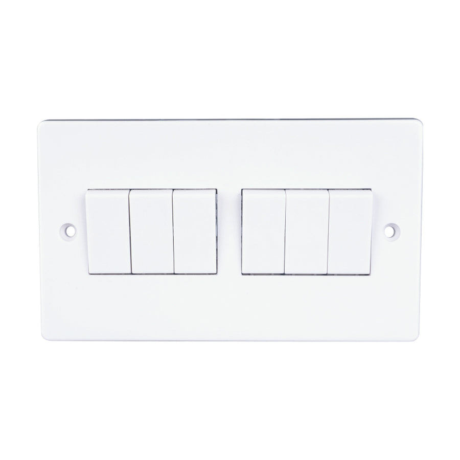 MODI Bakelite 6 Gang 2 Way Switch 3x6 Large Plate