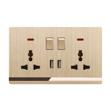 MODI M2 Double MF Switched Socket with USB and Type-C Gold