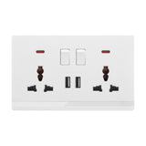 MODI M2 Double MF Switched Socket with USB and Type-C Grey