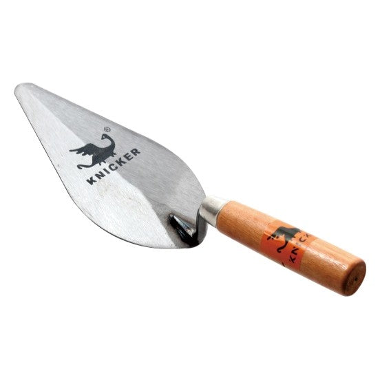Bricklaying trowel with a wooden handle