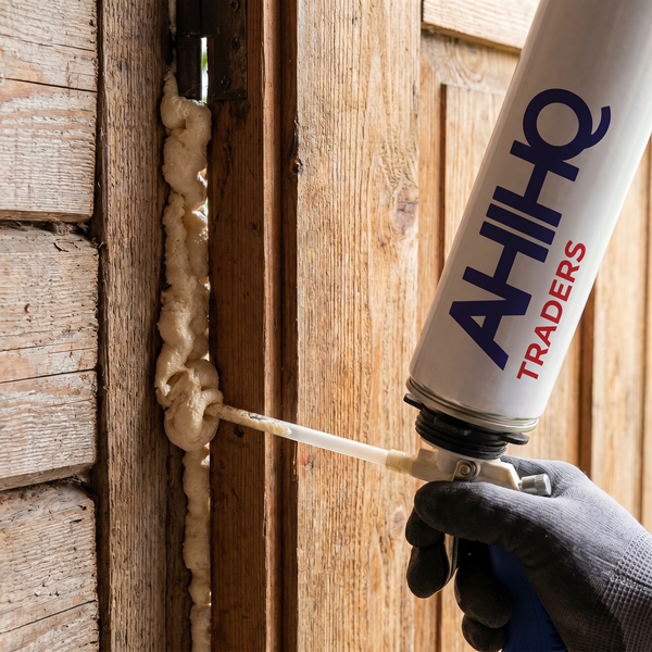 PU foam applied to a door frame with AHIHQ foam gun