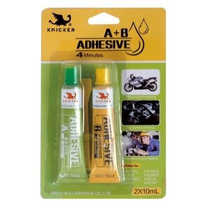 Two-part AB epoxy glue pack with two 10ml tubes