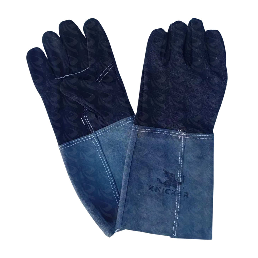 Knicker Welding Gauntlets, Blue and Grey Leather