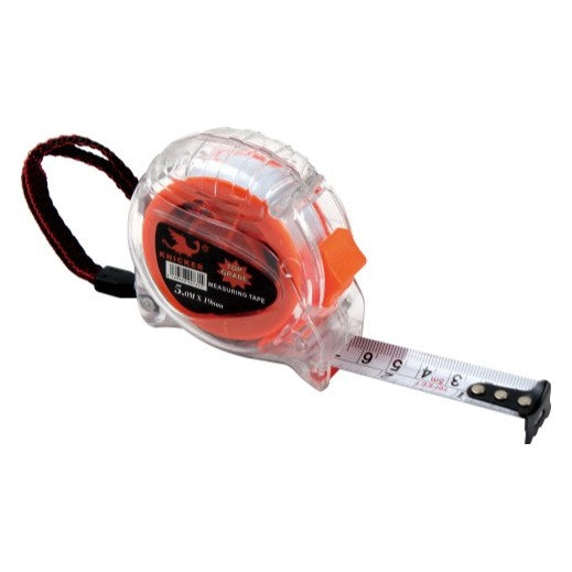 Pocket measuring tape with a clear case