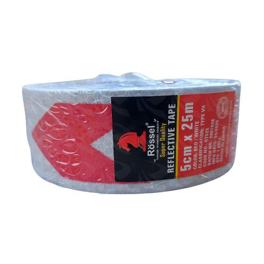 Reflective Tape Red and White, 5 cm x 25 m