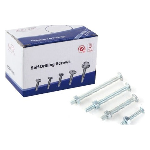 Boxes of roofing bolts with nuts and washers