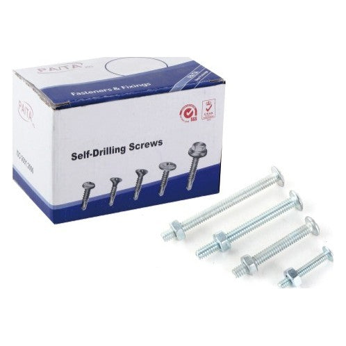 Boxes of roofing bolts with nuts and washers